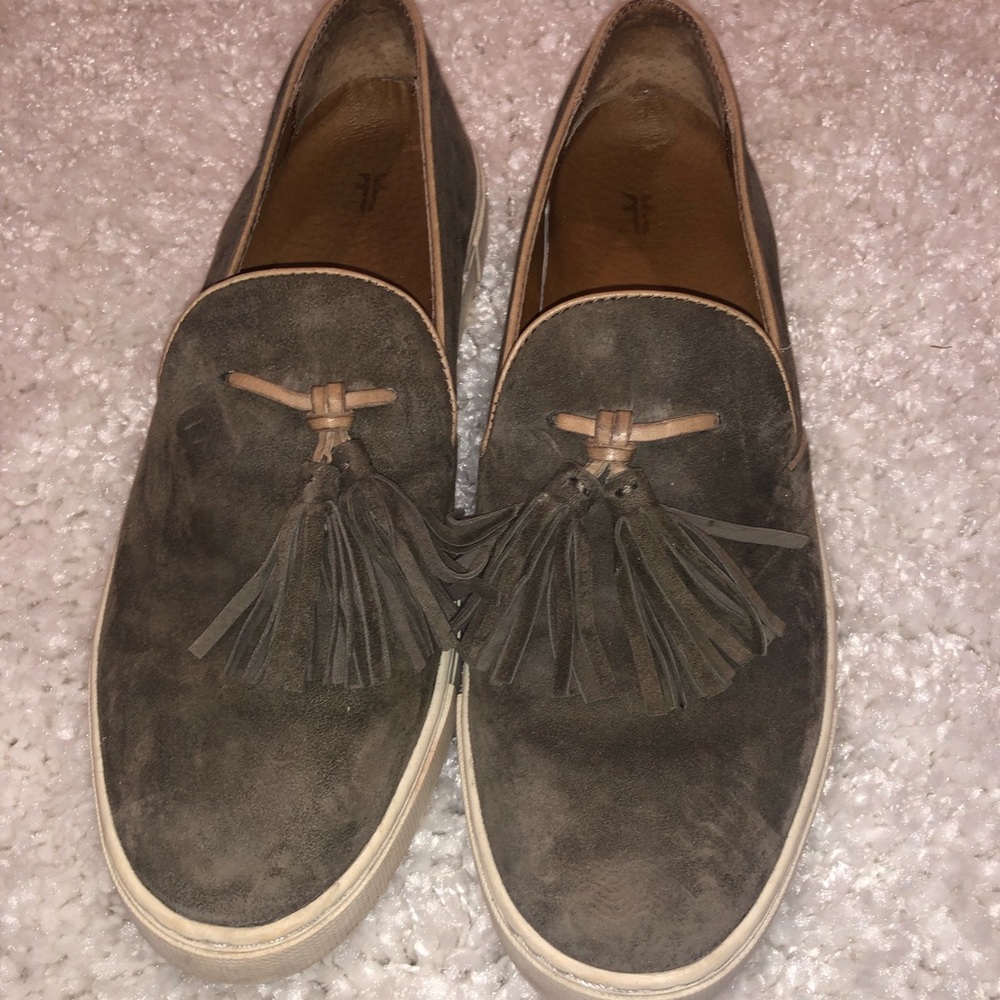 Suede army green slip on sneaker Frye